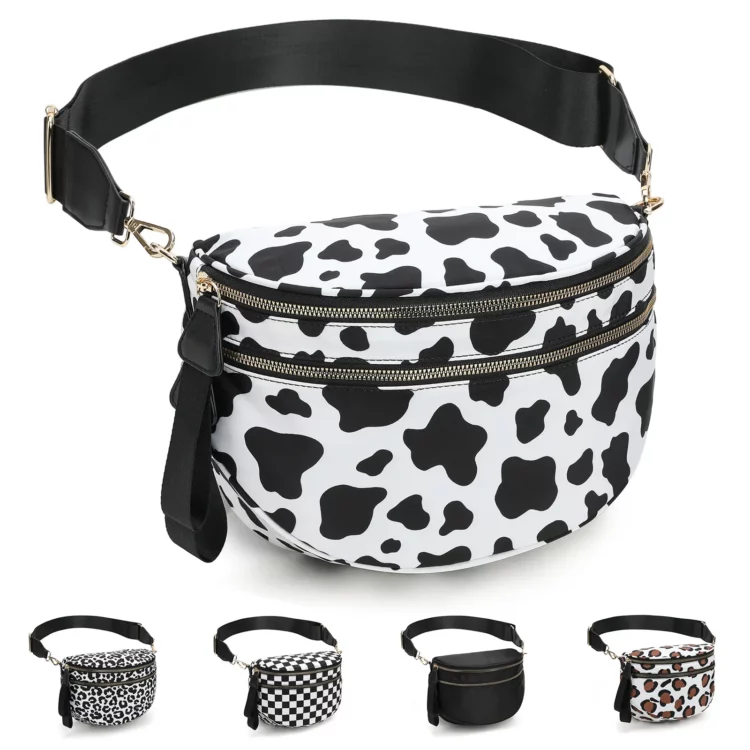 Women Checkered Bum Bag Casual Fanny Pack Large Capacity Crossbody Adjustable Strap Simple Shoulder Mommy Bag Daily Travel Tote