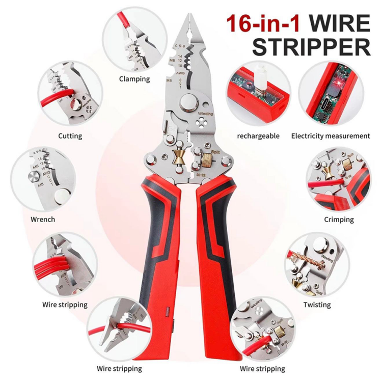 6-in-1 Wire Stripper & Twister Pliers with Voltage Tester alt=